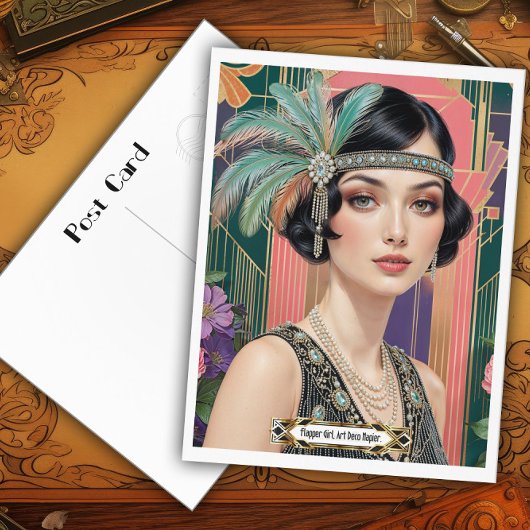 1920s Cocktail Elegance Flapper Girl Briefkaart