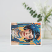 1920s Cocktail Elegance Flapper Girl  Briefkaart (Staand voorkant)