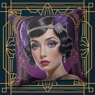 1920s Cocktail Elegance Flapper Girl Throw Pillow Kussen