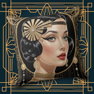 1920s Cocktail Elegance Flapper Girl Throw Pillow Kussen