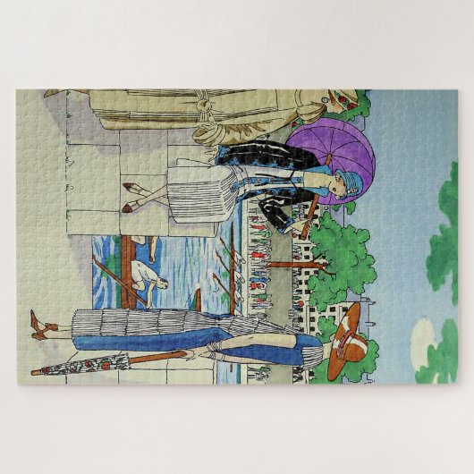 1920s Dames bij Roeiwedstrijd Regatta Art Deco Legpuzzel (Horizontaal)