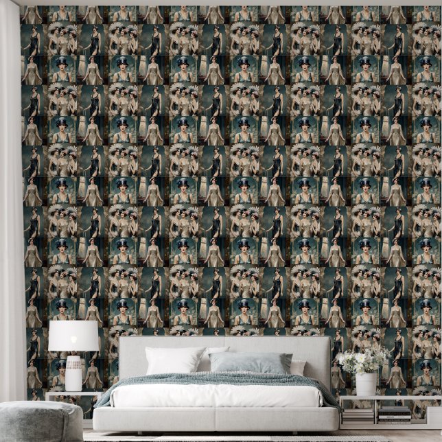1920s Dames Mode Fotocollage, Behang (Slaapkamer)