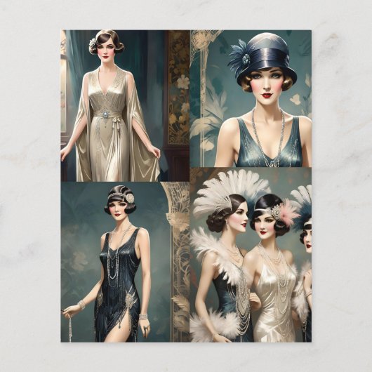 1920s Dames Mode Fotocollage, Flyer (Achterkant)