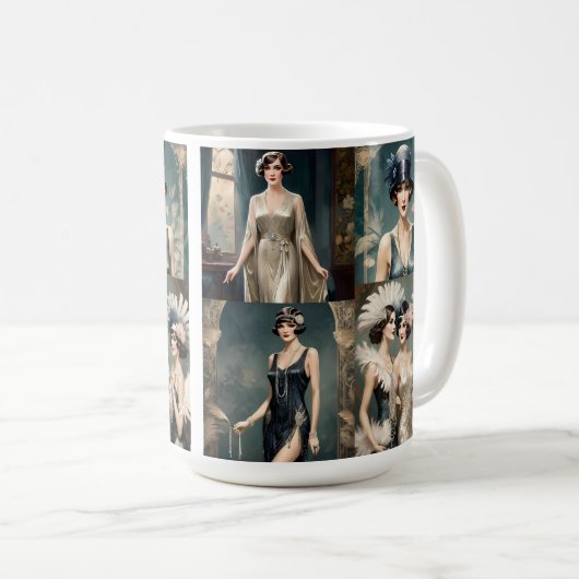 1920s Dames Mode Fotocollage, Koffiemok (Voorkant rechts)