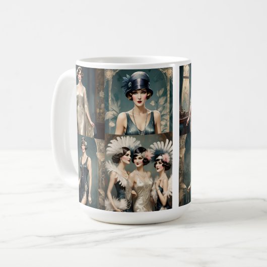 1920s Dames Mode Fotocollage, Koffiemok (Voorkant links)