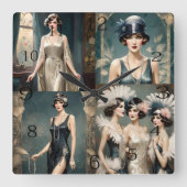 1920s Dames Mode Fotocollage, Vierkante Klok (Voorkant)