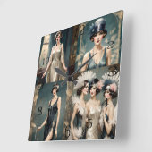 1920s Dames Mode Fotocollage, Vierkante Klok (Hoek)