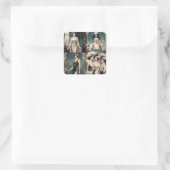 1920s Dames Mode Fotocollage, Vierkante Sticker (Tas)