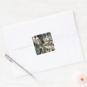 1920s Dames Mode Fotocollage, Vierkante Sticker (Envelop)