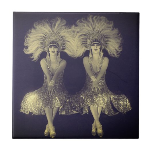 1920s De Dolly Sisters Twins Flappers Tegeltje (Voorkant)