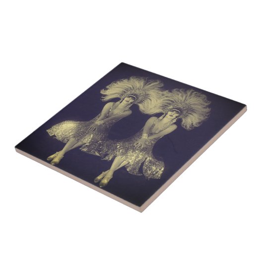 1920s De Dolly Sisters Twins Flappers Tegeltje (Zijkant)