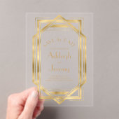  1920s Deco Gold Wedding Save the Date Acryl Uitnodigingen (Insitu (Draagbaar))