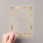  1920s Deco Gold Wedding Save the Date Acryl Uitnodigingen (Insitu (Draagbaar))