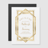  1920s Deco White Gold Save the Date (Voorkant / Achterkant)