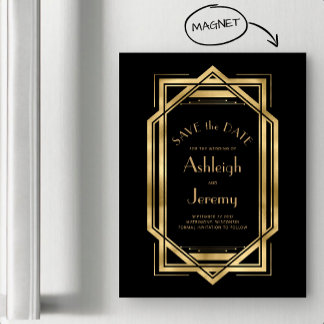  1920s Deco Zwart Goud Save the Date