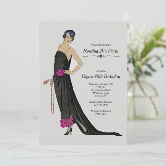 1920s Feestuitnodiging Kaart (Staand voorkant)