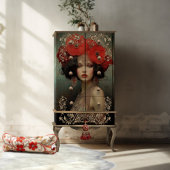 1920's Flapper Beauty, Poppies Portret Art Tissuepapier