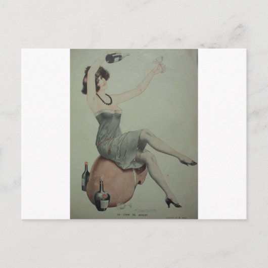 1920s Flapper Champagne Girl Briefkaart (Voorkant)