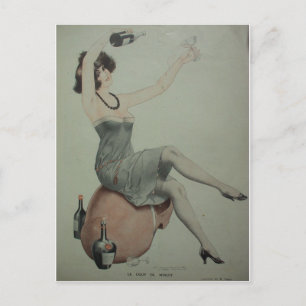 1920s Flapper Champagne Girl Briefkaart