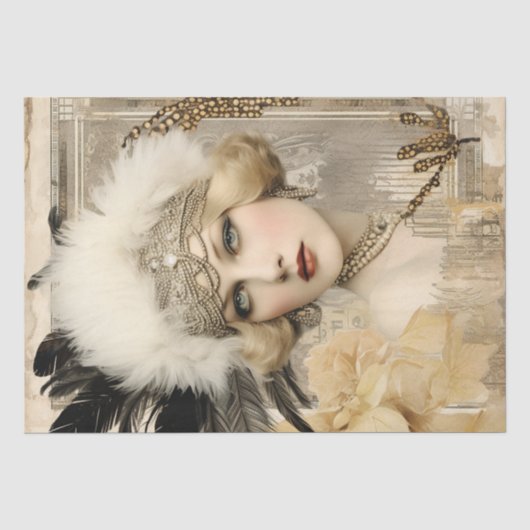 1920's Flapper Girl Art Deco Tissuepapier (Voorkant)