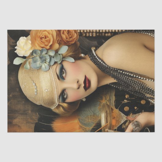 1920's Flapper Girl Art Deco Tissuepapier (Voorkant)
