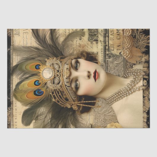 1920's Flapper Girl Art Deco Tissuepapier (Voorkant)