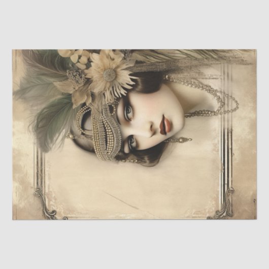 1920's Flapper Girl Art Deco Tissuepapier (Voorkant)