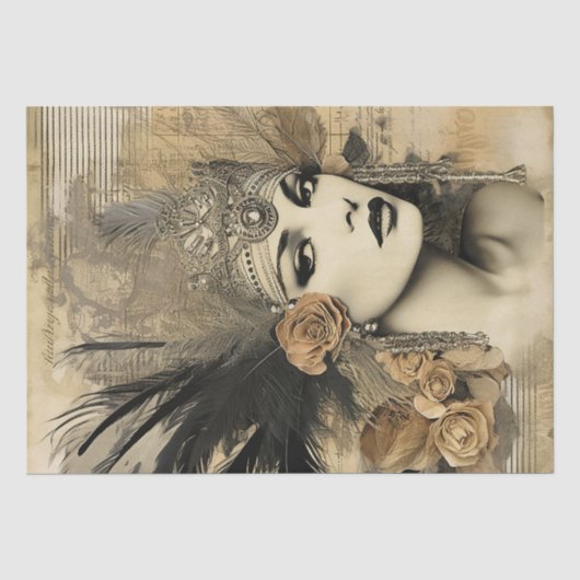 1920's Flapper Girl Art Deco Tissuepapier (Voorkant)
