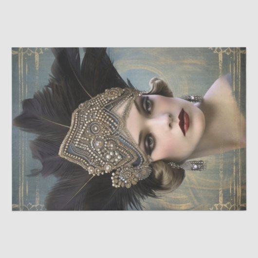 1920's Flapper Girl Art Deco Tissuepapier (Voorkant)