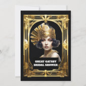 1920's Flapper Girl Gold Black Gatsby themafeest Kaart (Achterkant)