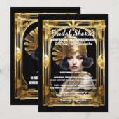 1920's Flapper Girl Gold Black Gatsby themafeest Kaart (Voorkant / Achterkant)