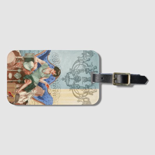  1920s Flapper Girl in Paris Art Bagagelabel (Voorkant (horizontaal))