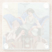  1920s Flapper Girl in Paris Art Glazen Onderzetter (Achterkant)