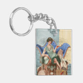1920s Flapper Girl in Paris Art Sleutelhanger (Voorkant Links)