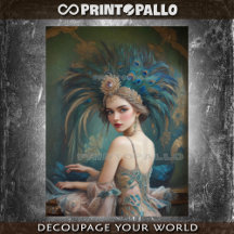 1920s flapper girl met pauwenornamenten