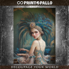 1920s flapper girl met pauwenornamenten tissuepapier