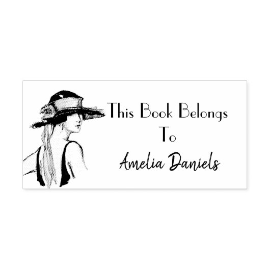 1920's Flapper Girl Monogram Bookplaat Rubberstempel (Afrduk)