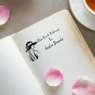 1920's Flapper Girl Monogram Bookplaat Zelfinktende Stempel