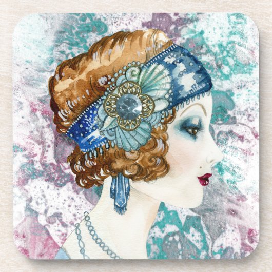 1920s Flapper Girl Onderzetters Set (Voorkant)