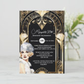 1920's Flapper Girl Roaring Twenties Art Deco Chic Kaart (Staand voorkant)