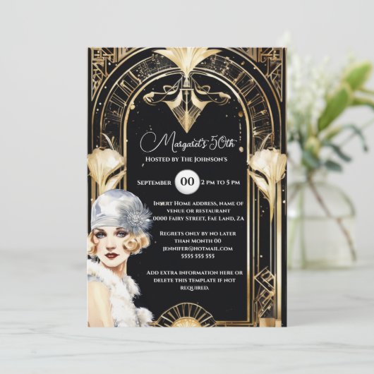 1920's Flapper Girl Roaring Twenties Art Deco Chic Kaart (Staand voorkant)