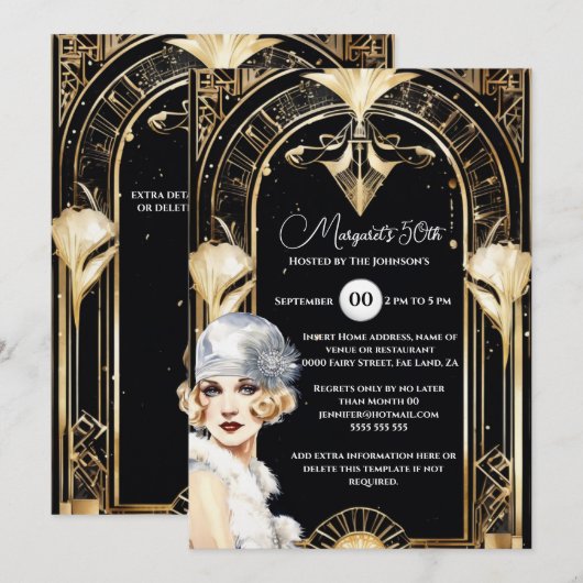 1920's Flapper Girl Roaring Twenties Art Deco Chic Kaart (Voorkant / Achterkant)