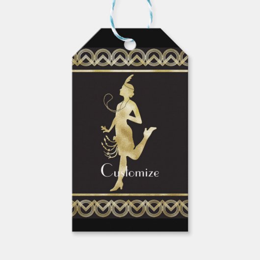 1920's Flapper Girl Thunder_Cove Cadeaulabel (Voorkant)