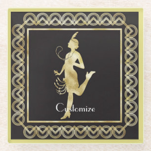 1920's Flapper Girl Thunder_Cove Glazen Onderzetter