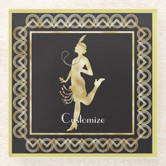 1920's Flapper Girl Thunder_Cove Glazen Onderzetter (Voorkant)