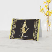1920's Flapper Girl Thunder_Cove Kaart (Gele Bloem)