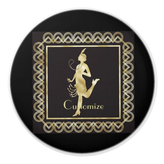 1920's Flapper Girl Thunder_Cove Keramische Knop (Voorkant)