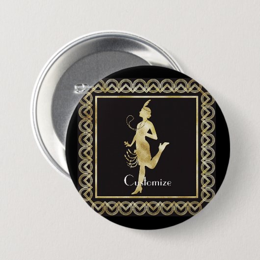 1920's Flapper Girl Thunder_Cove Ronde Button 7,6 Cm (Voorkant /achterkant)