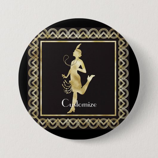 1920's Flapper Girl Thunder_Cove Ronde Button 7,6 Cm (Voorkant)