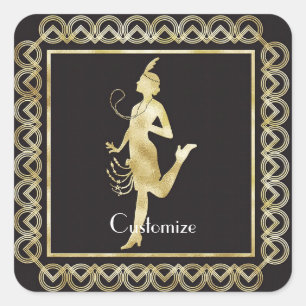 1920's Flapper Girl Thunder_Cove Vierkante Sticker
